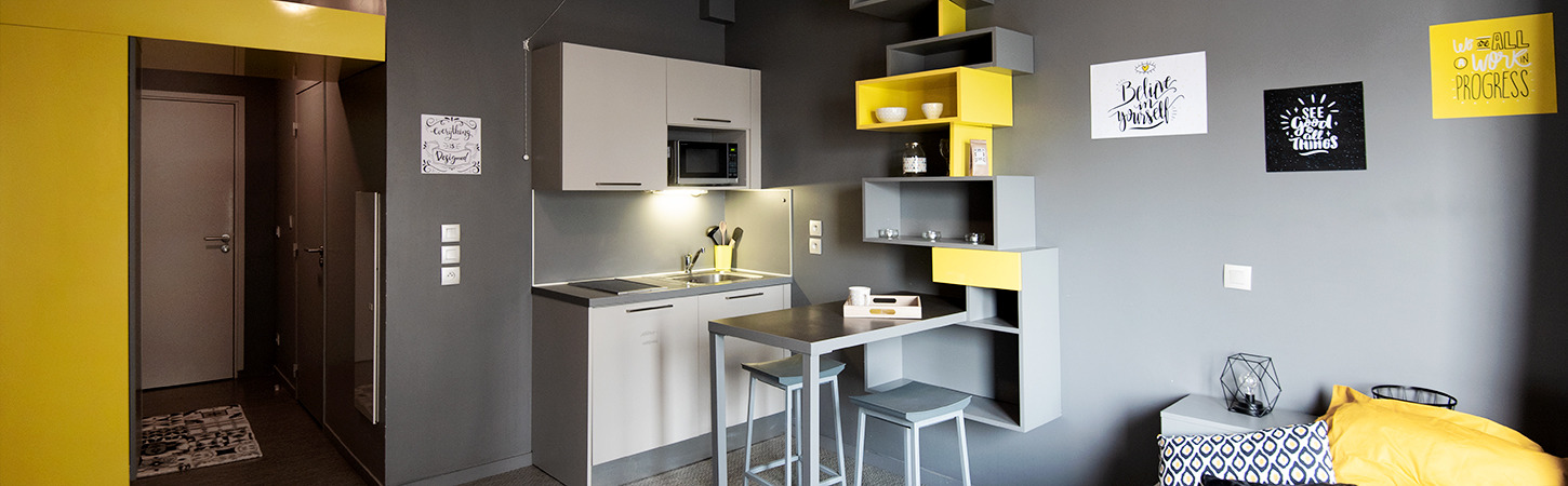 cuisine studio étudiant résidence Bakara Lyon 7 Gerland